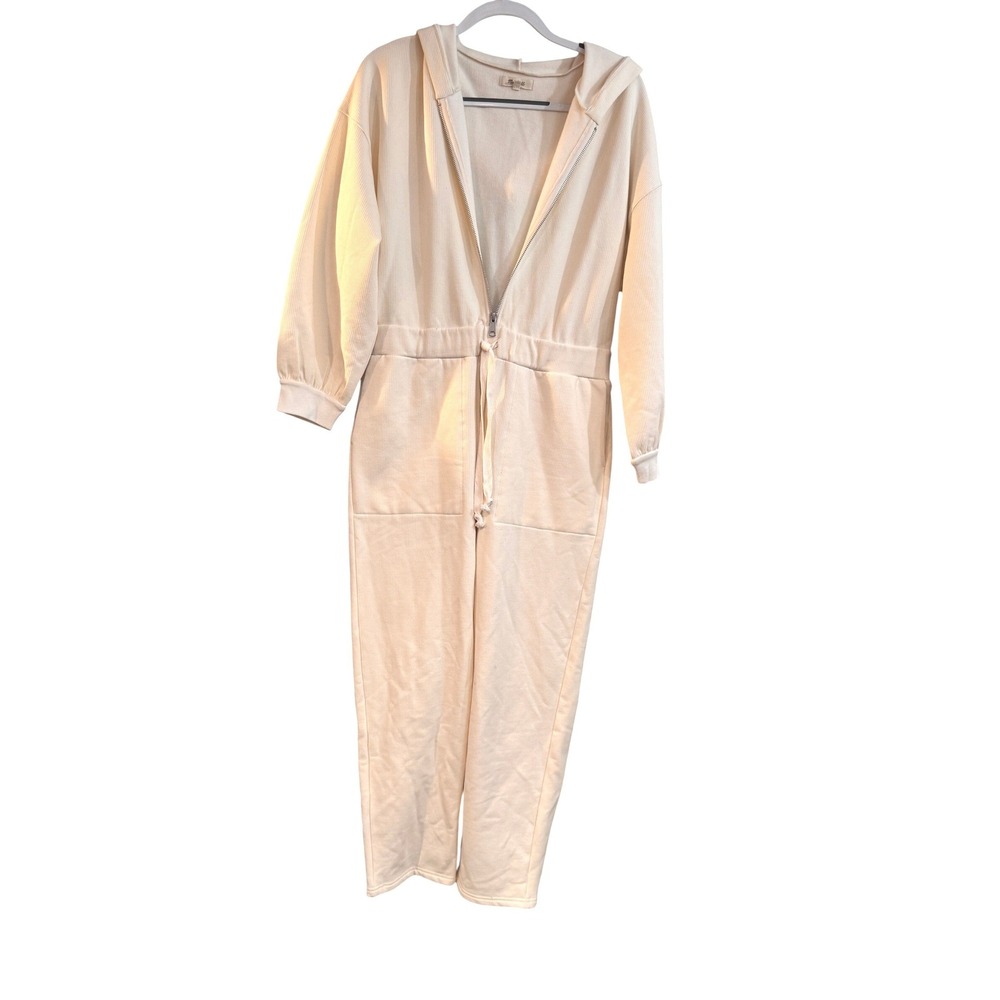 Madewell‎ medium Cream Aviator Hoodie Fleece Lined Jumpsuit Athleisure Knit